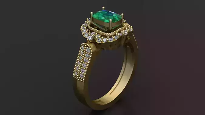 Emerald Halo Engagement Ring