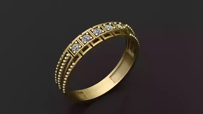 Geometric Diamond Band Ring  