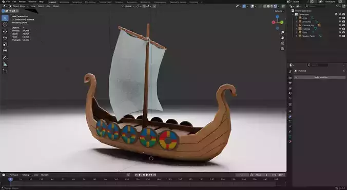 Viking Boat Low Poly  