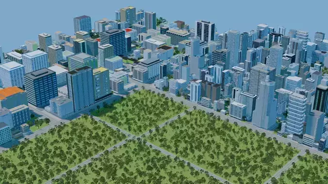 City Downtown Skyscraper Street 12 - DAY 3D model 2