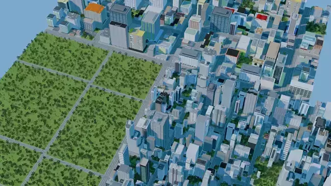 City Downtown Skyscraper Street 12 - DAY 3D model 5