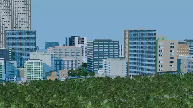 City Downtown Skyscraper Street 12 - DAY 3D model 7