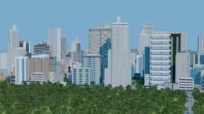 City Downtown Skyscraper Street 12 - DAY 3D model 6