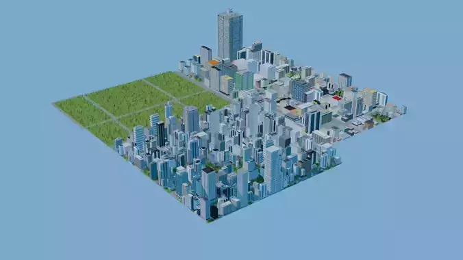 City Downtown Skyscraper Street 12 - DAY 3D model 4