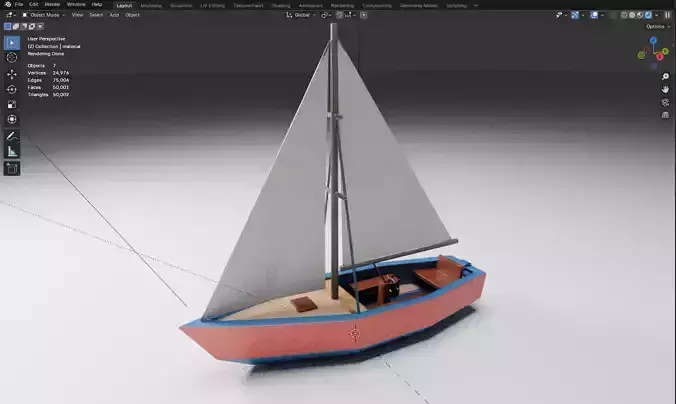  Sailboat Low Poly