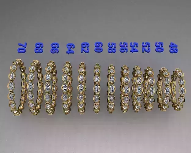 Luxury Marquise Eternity Engagement Ring 3D Print Size EU 48TO70