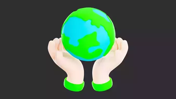 Low Poly Global Care Icon