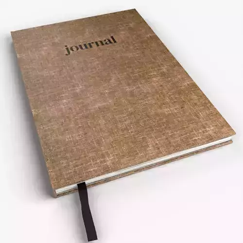 Journal 3D Model  Closed Fabric Cover with Bookmark Notebook