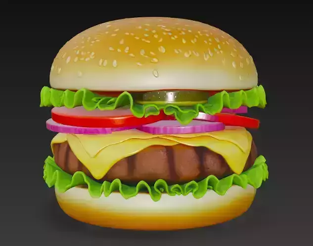 Cheeseburger 3D Model PBR Fast Food Hamburger