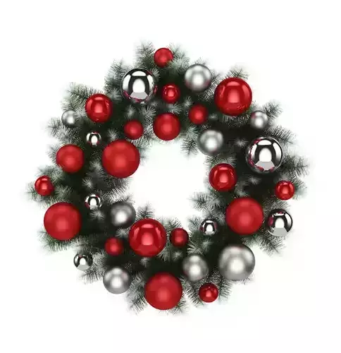 Follow for Free Christmas Ornament Wreath 3D Model 