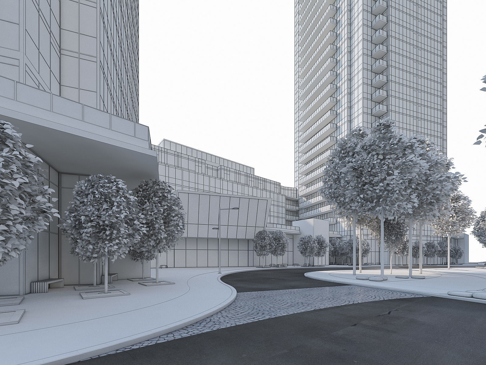 Residential Tower Complex 01 Low-poly 3D model_18