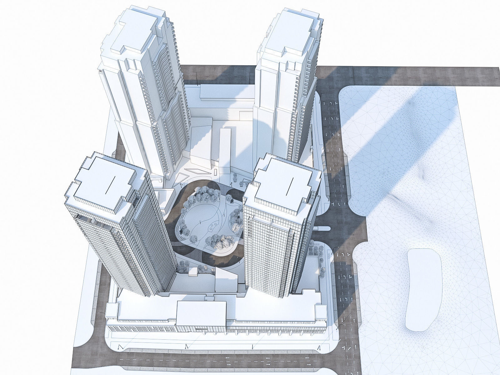 Residential Tower Complex 01 Low-poly 3D model_12