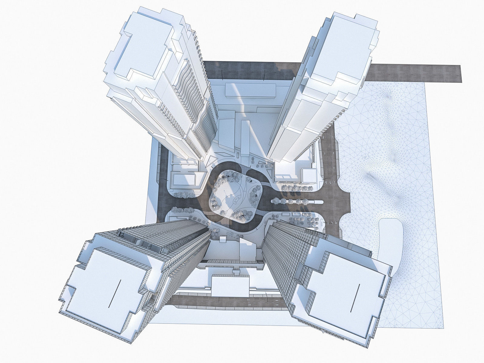 Residential Tower Complex 01 Low-poly 3D model_15