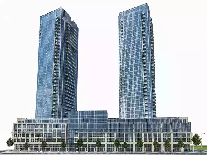Residential Tower Complex 01 Low-poly 3D model