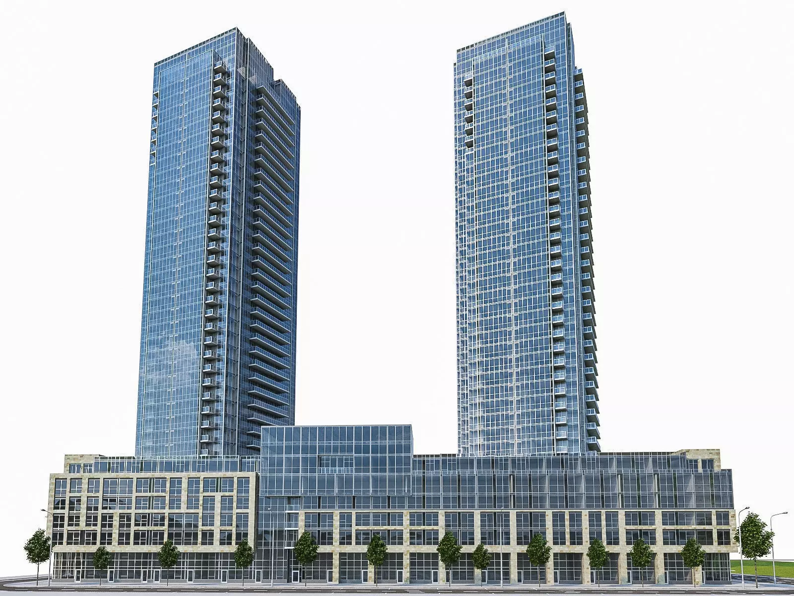 Residential Tower Complex 01 Low-poly 3D model_0