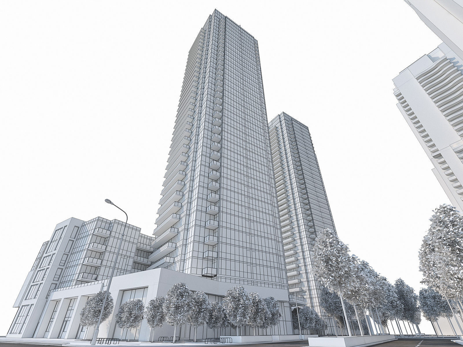 Residential Tower Complex 01 Low-poly 3D model_17