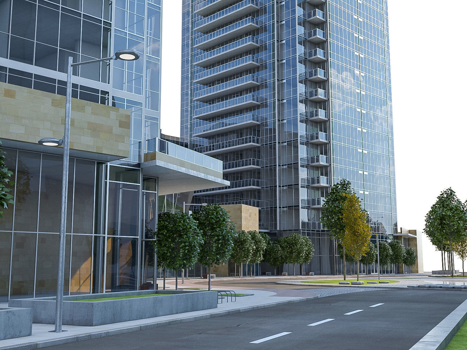 Residential Tower Complex 01 Low-poly 3D model_4