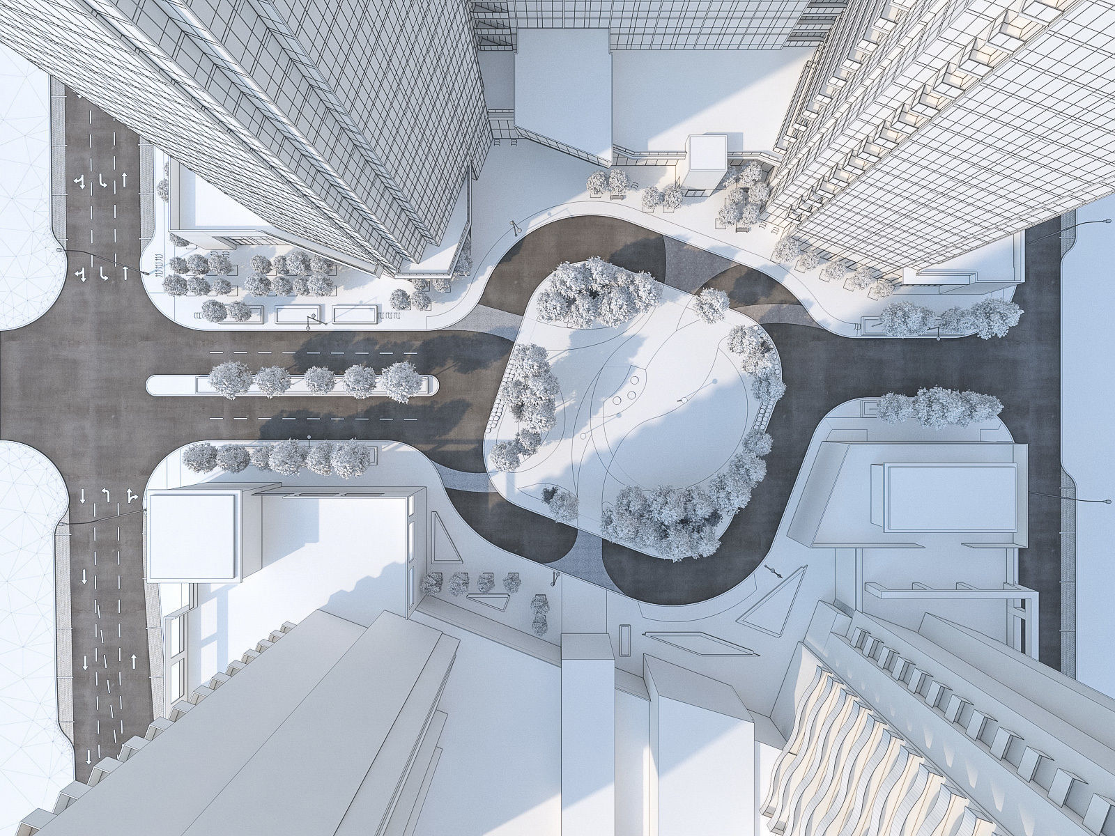 Residential Tower Complex 01 Low-poly 3D model_10