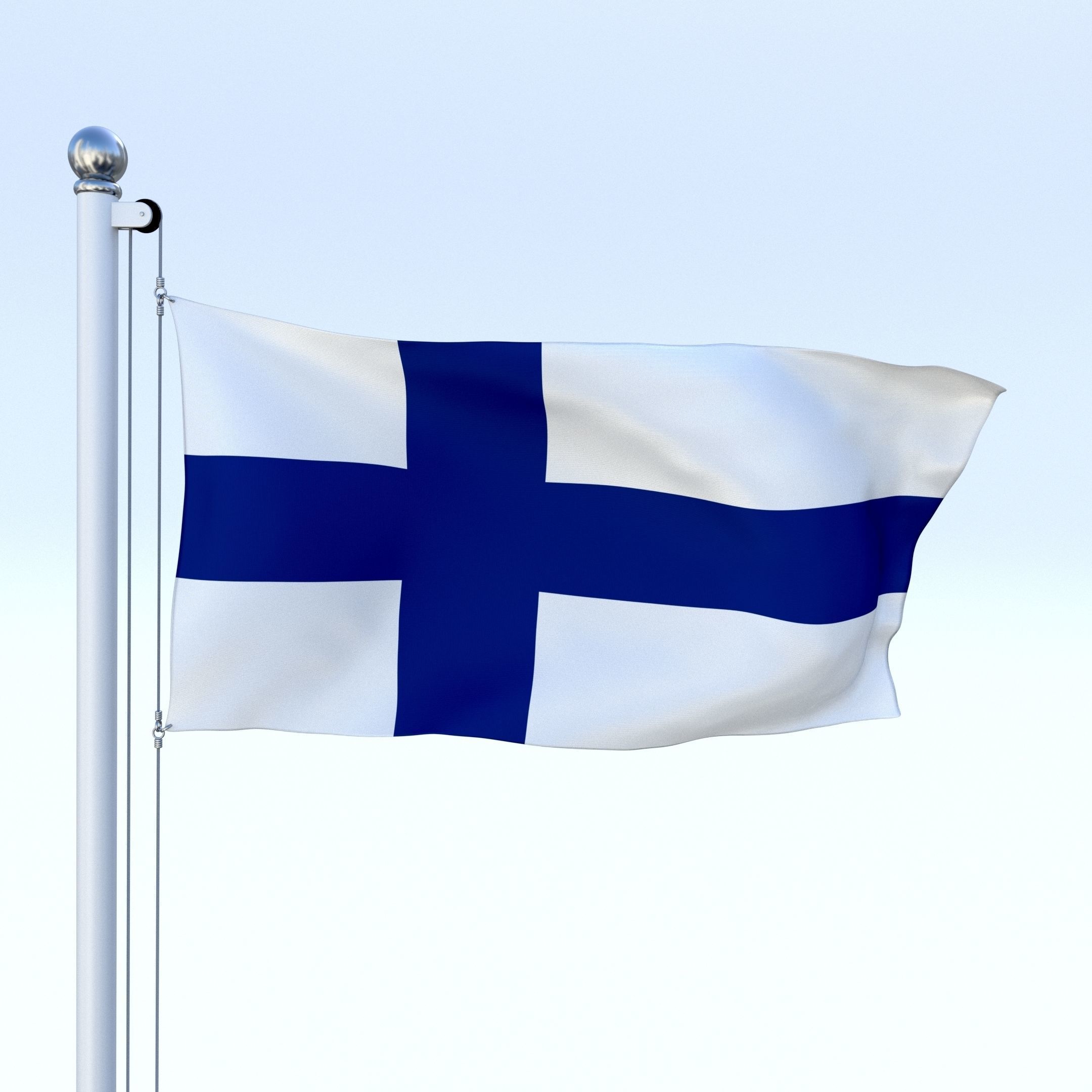 Animated Finland Flag Low-poly 3D model_25