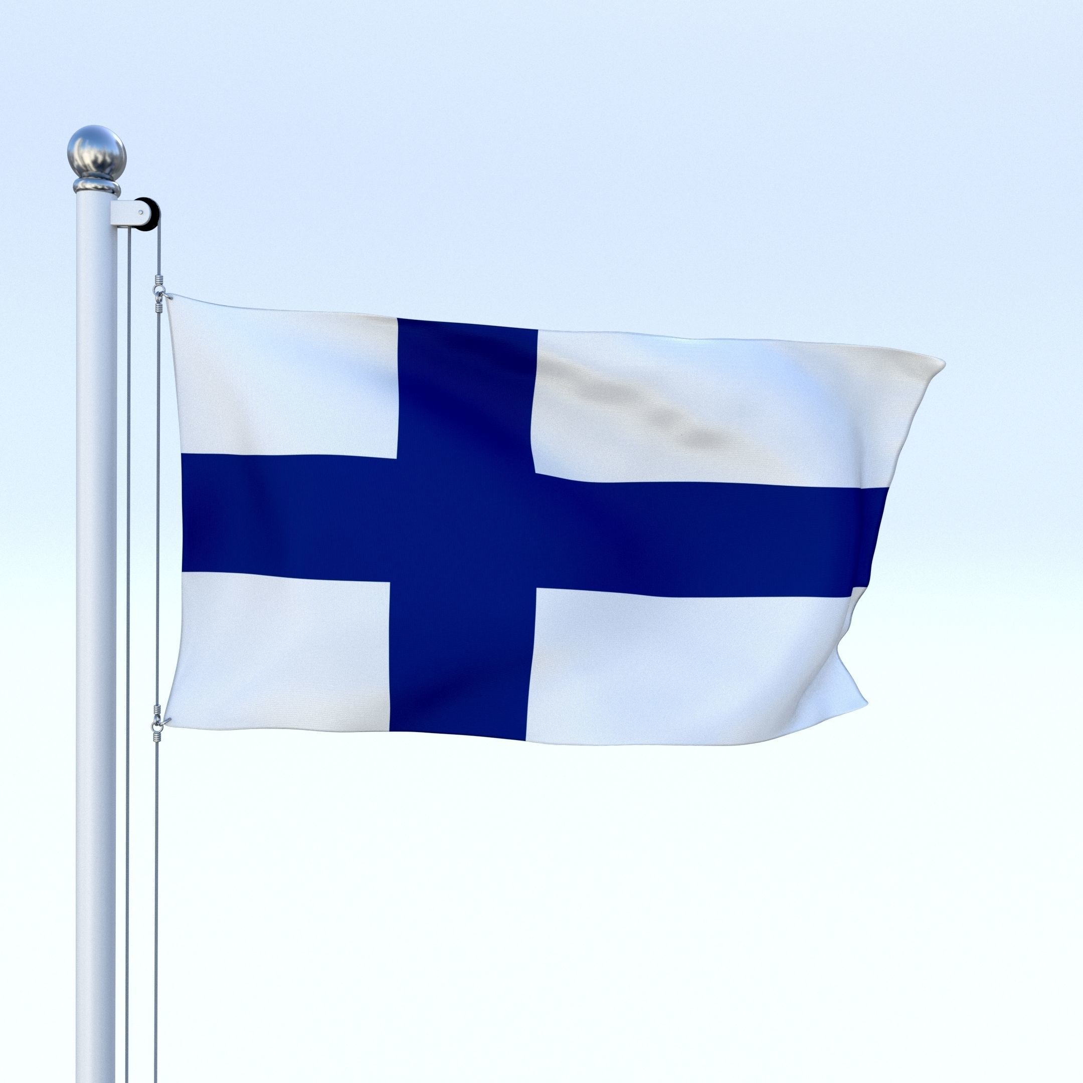 Animated Finland Flag Low-poly 3D model_4