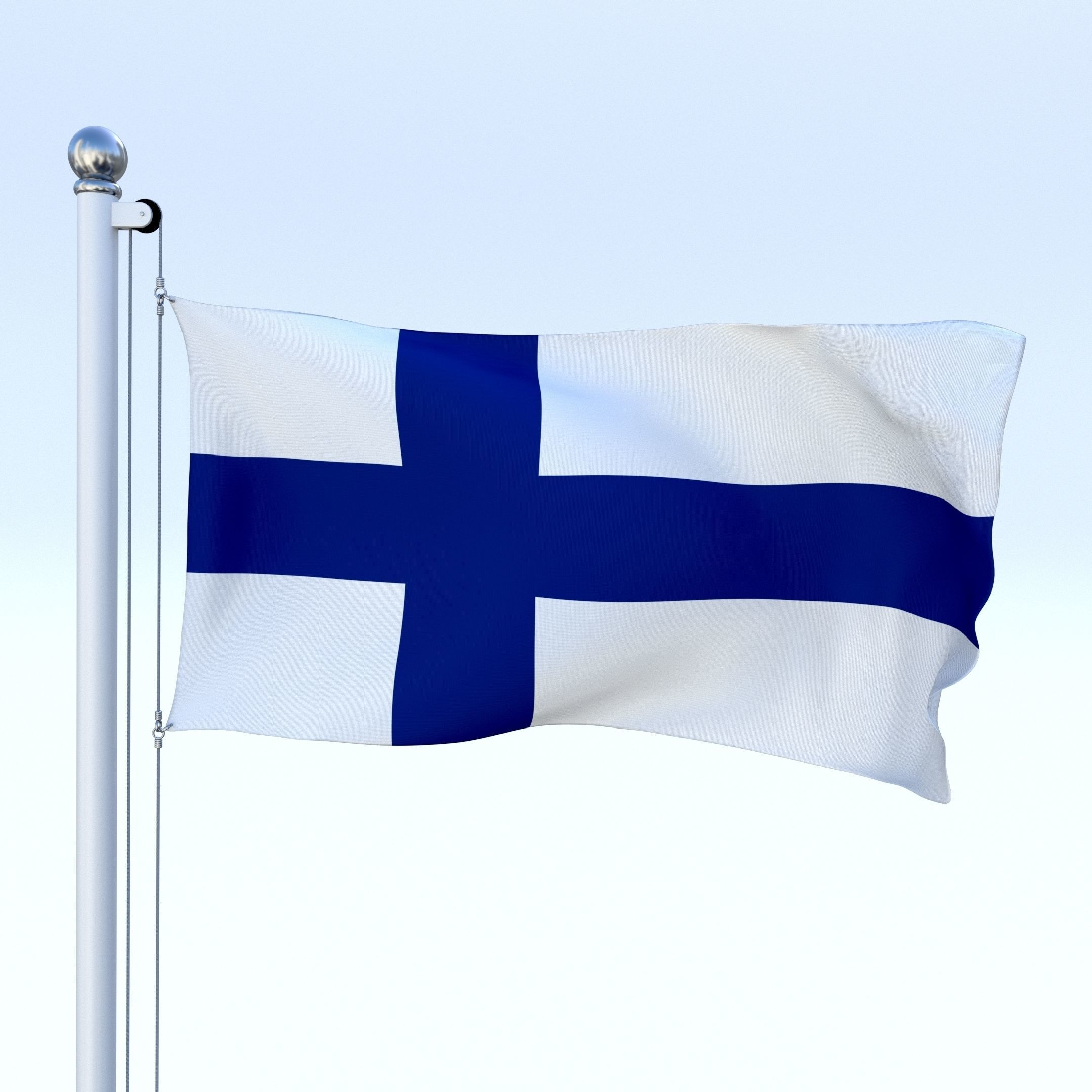 Animated Finland Flag Low-poly 3D model_14