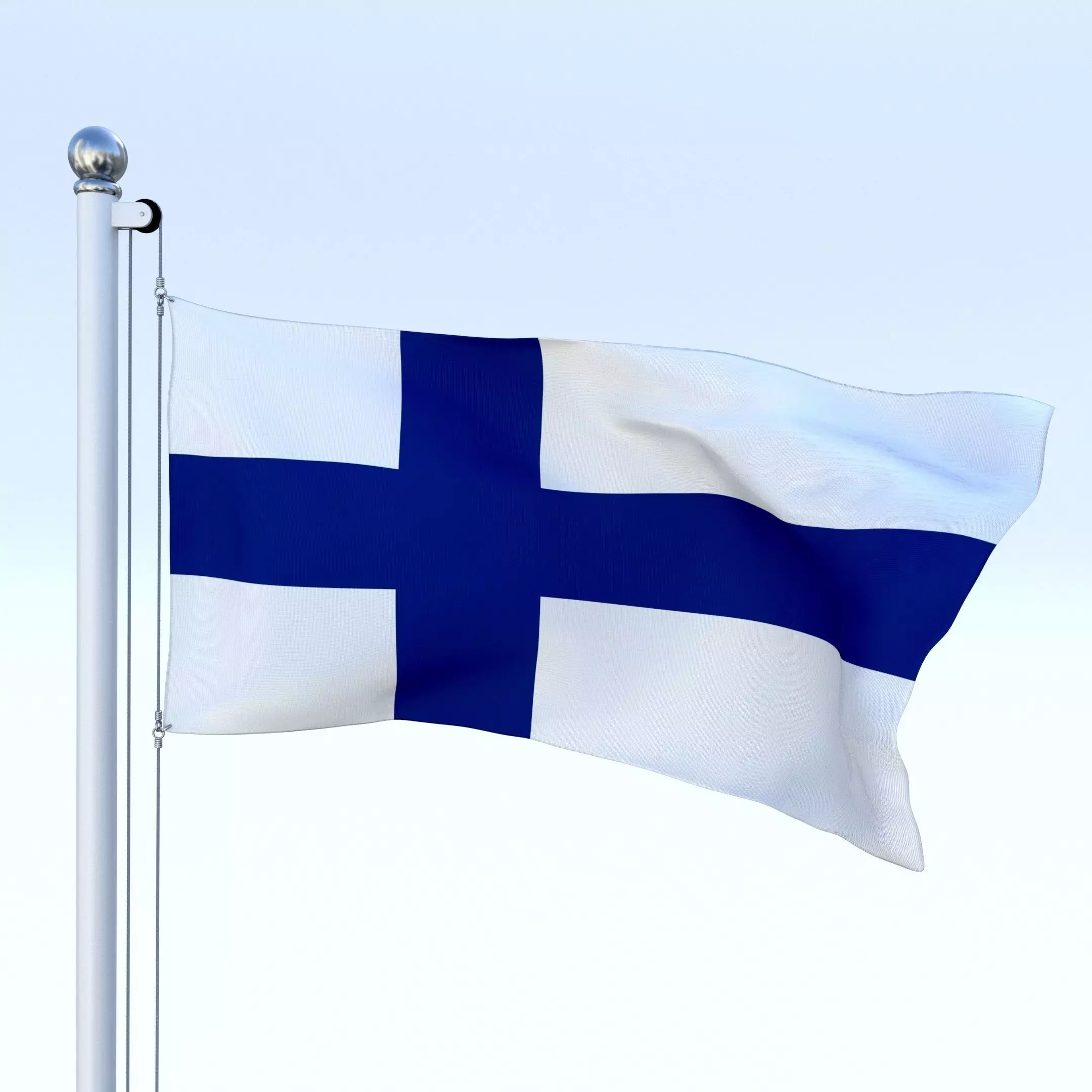 Animated Finland Flag Low-poly 3D model_0