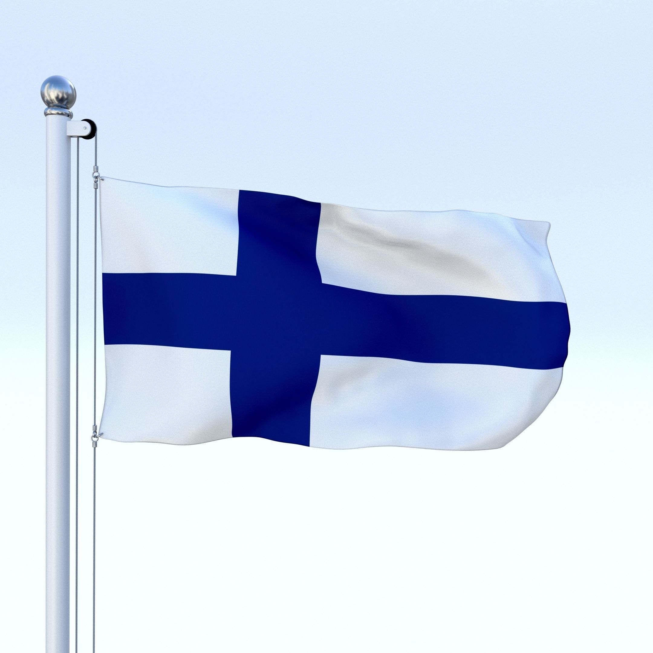 Animated Finland Flag Low-poly 3D model_21