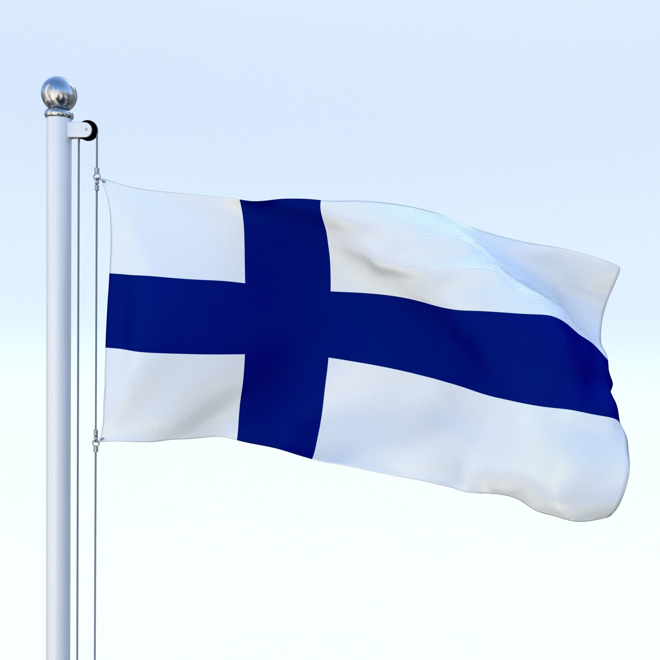 Animated Finland Flag Low-poly 3D model_11
