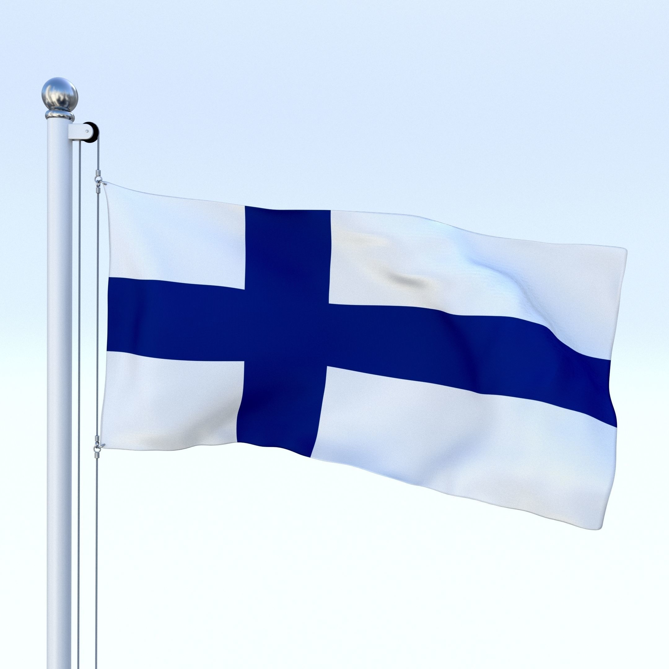 Animated Finland Flag Low-poly 3D model_13