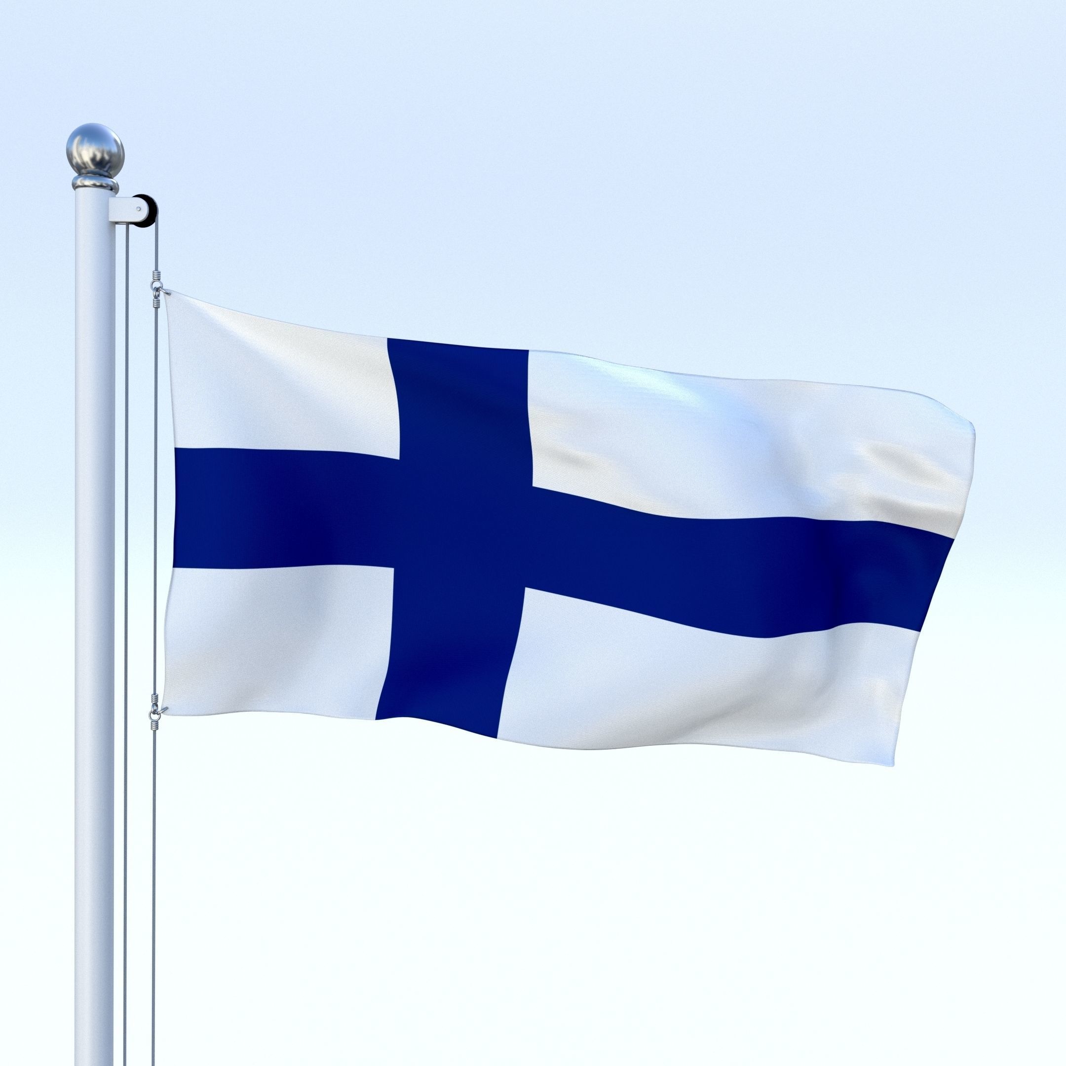 Animated Finland Flag Low-poly 3D model_1