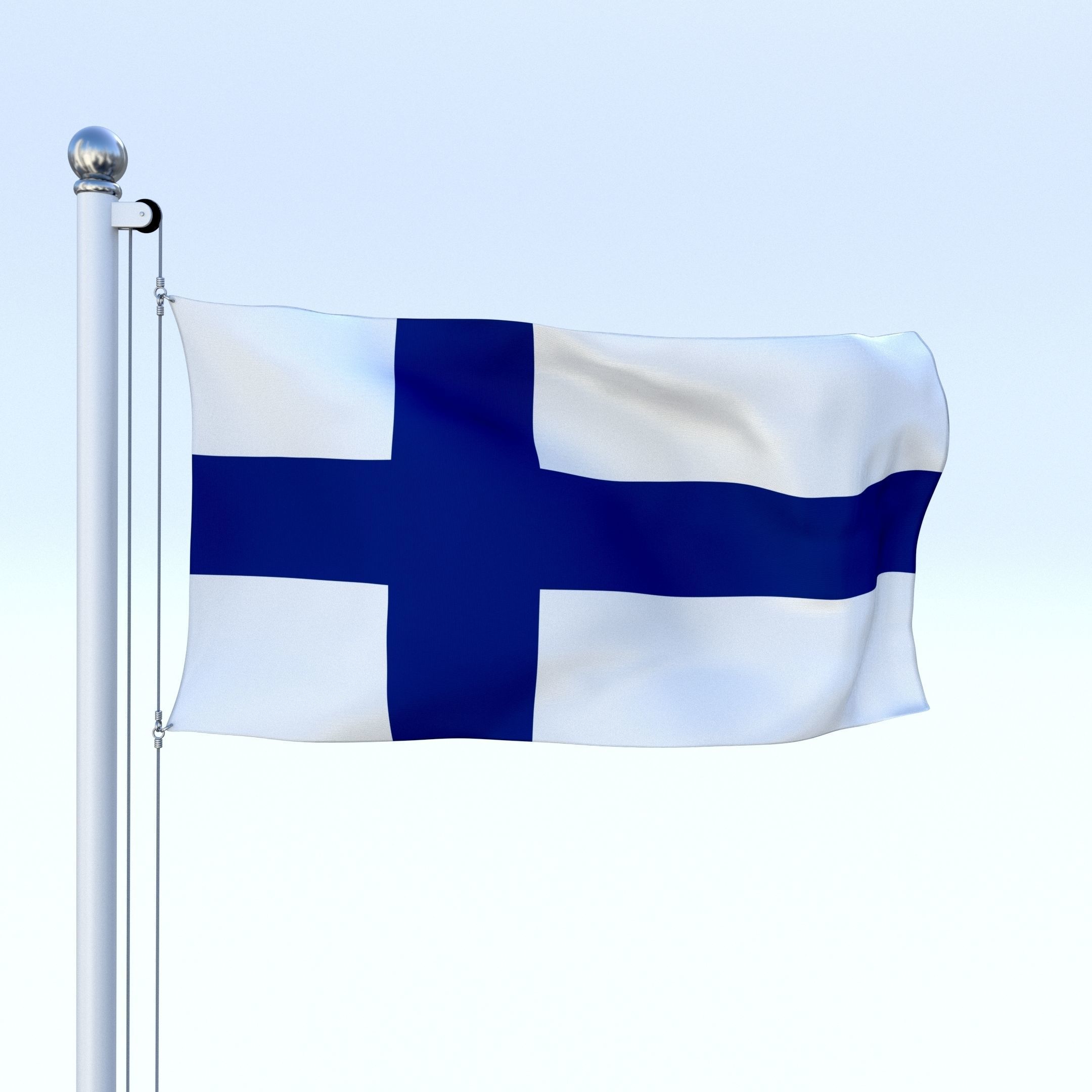 Animated Finland Flag Low-poly 3D model_9