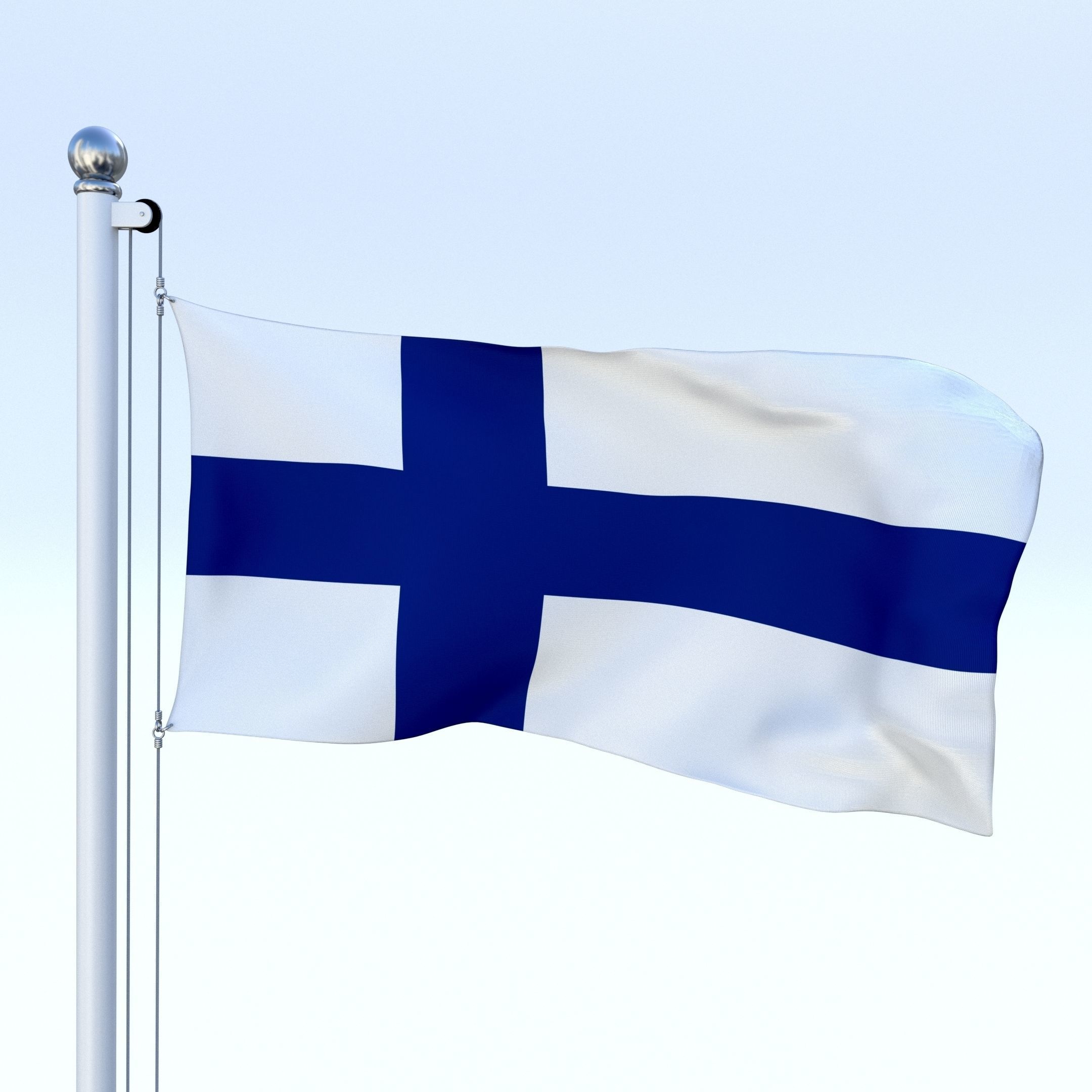 Animated Finland Flag Low-poly 3D model_6