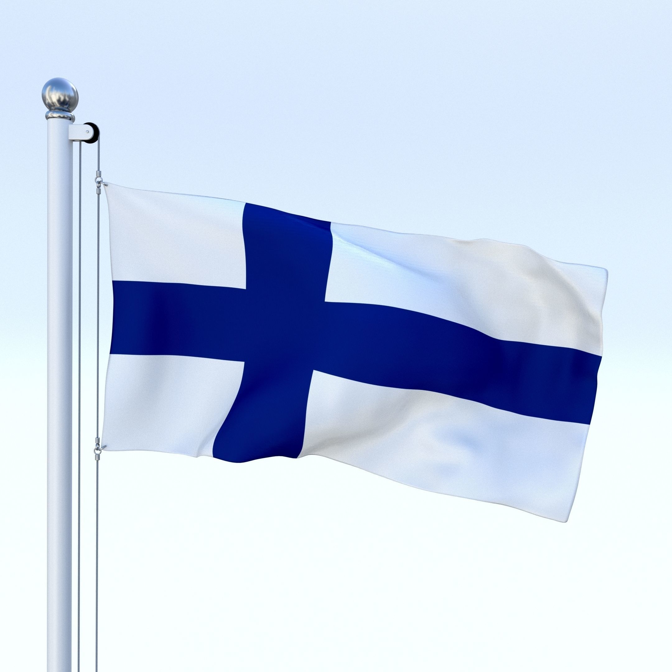Animated Finland Flag Low-poly 3D model_5