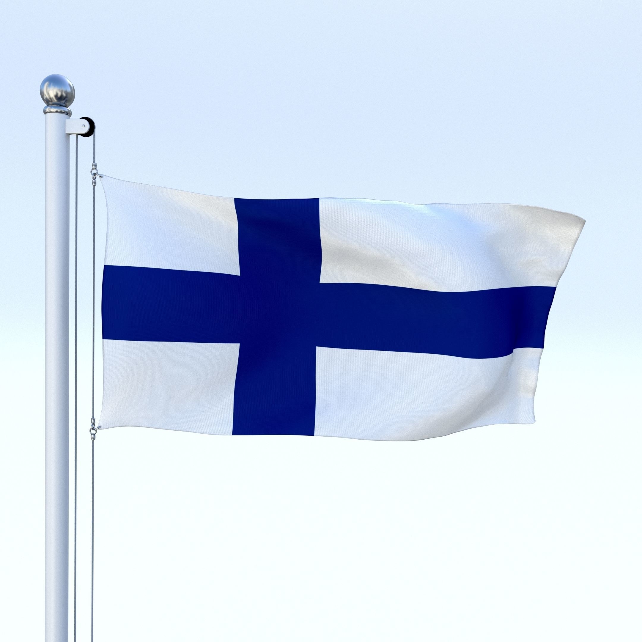Animated Finland Flag Low-poly 3D model_18