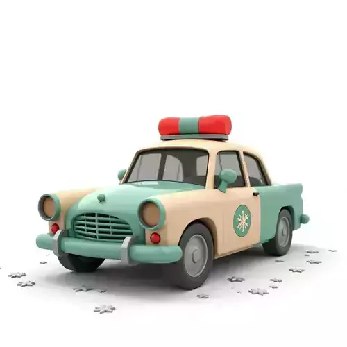 Christmas Police Car 3D Model Festive Patrol Vehicle