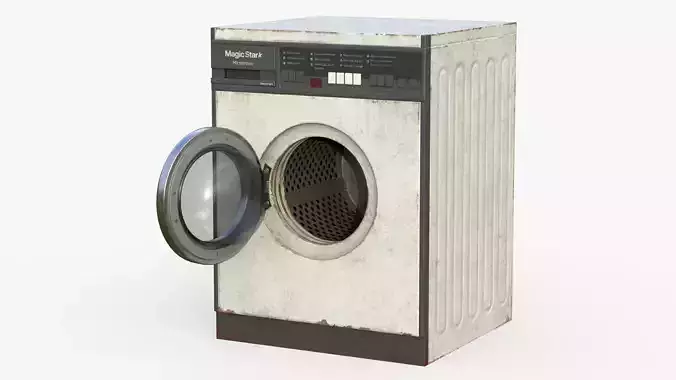 Washing Machine 3D Model Game-Ready Low Poly PBR Textured 4K Map