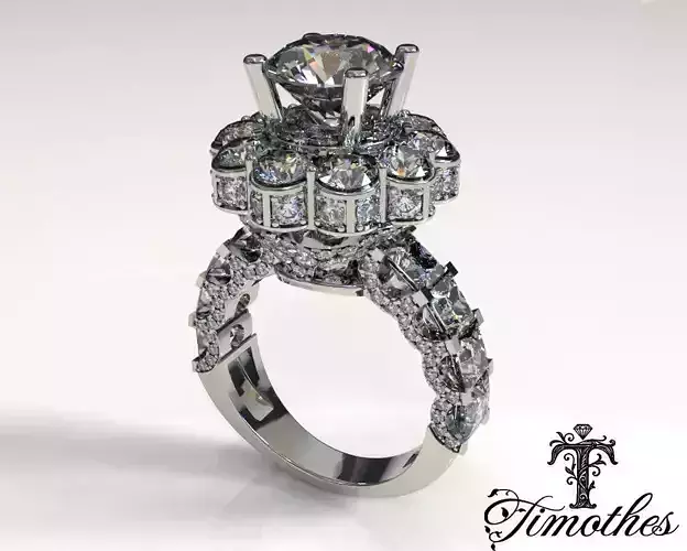Timothes Diamond Ring 3D JewelryModel Printable 3D FR7