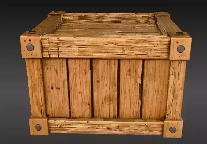 Stylized Wooden Crate 3D Model Low Poly Game-Ready Prop
