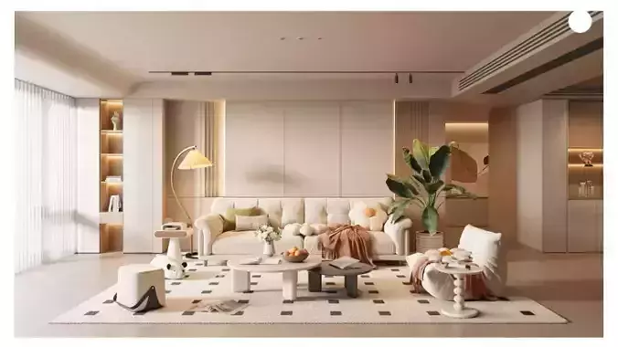 Cream Light French Living Room