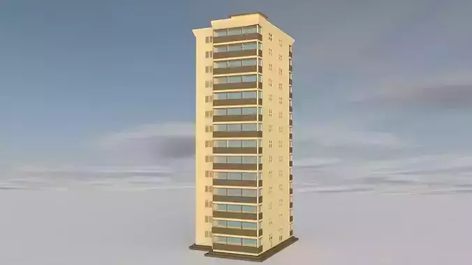 13 Storey Residential Building Cinema 4D Game-Ready 3D Model