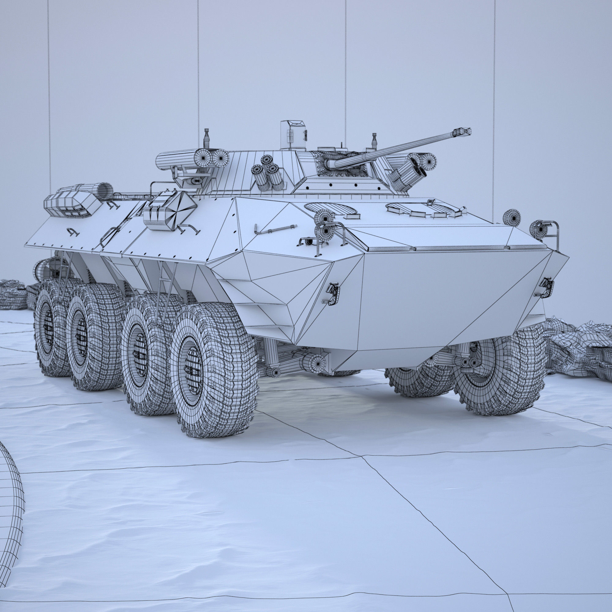 Armoured Transporter BTR 90 RIGGED Low-poly 3D model_3