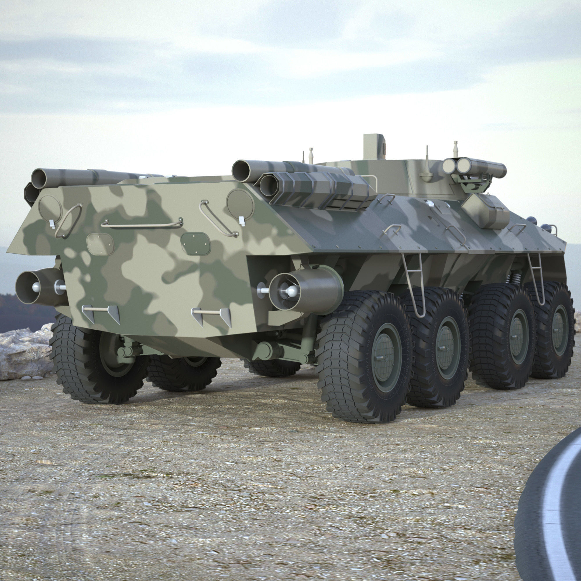 Armoured Transporter BTR 90 RIGGED Low-poly 3D model_4