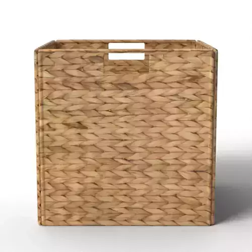 Hyacinth Foldable Storage Wicker Basket with Iron Wire Frame