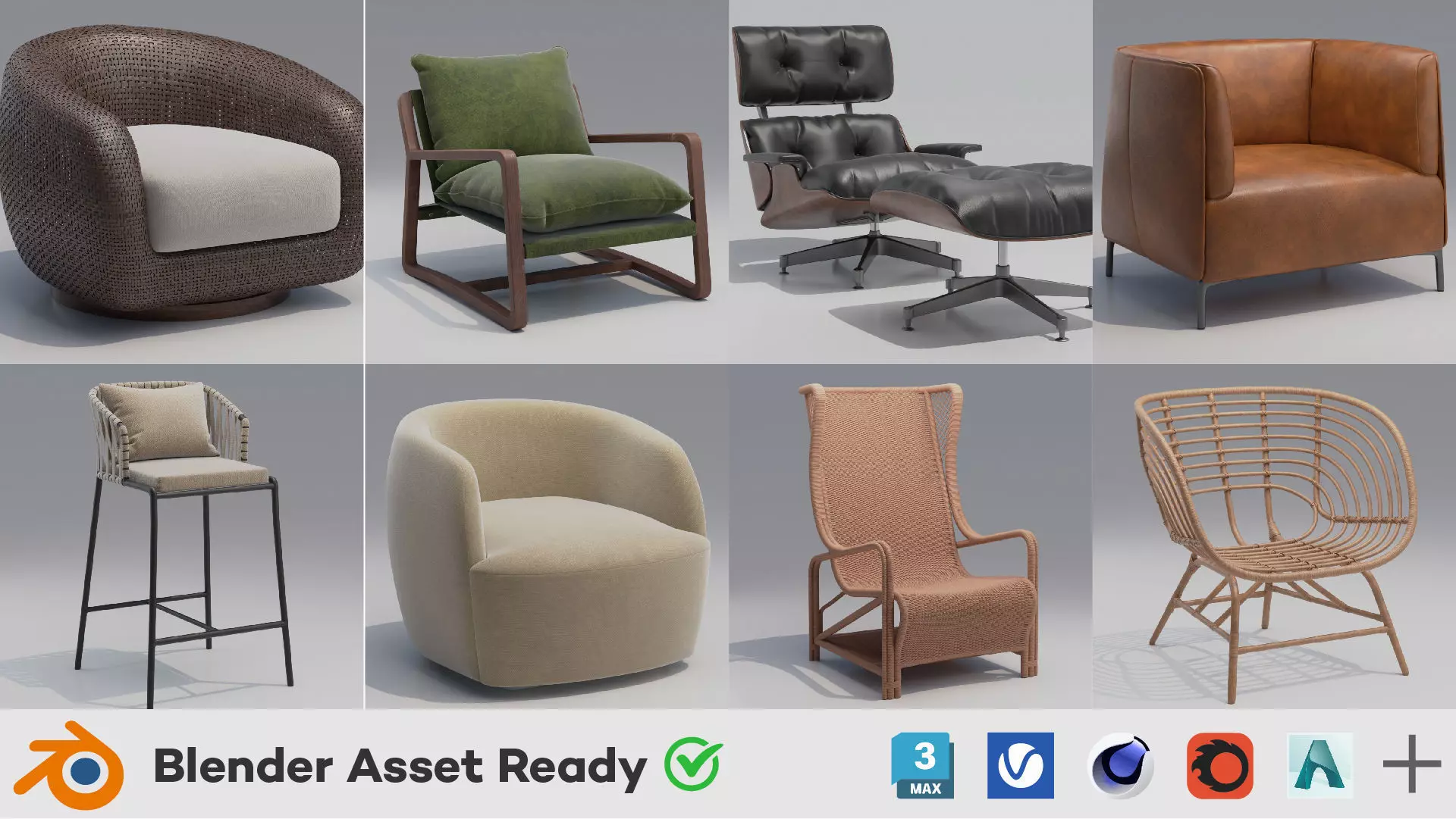 Chair Furniture Pack 20 Ready to Render 3D Models 3D model