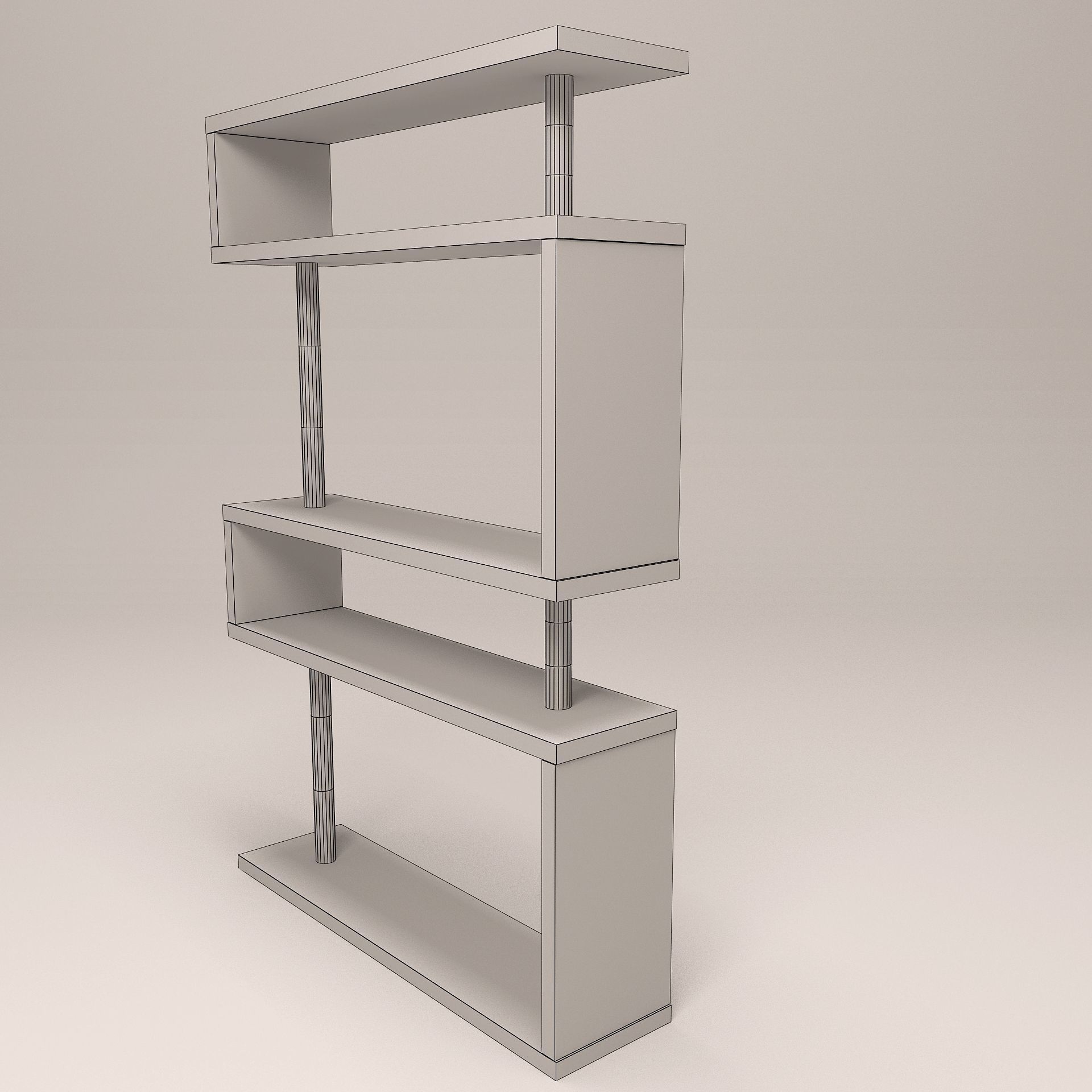 Modern Shelf Low-poly 3D model_4