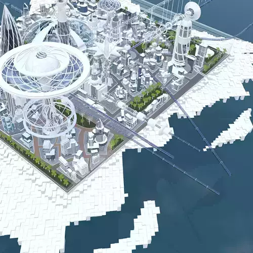 Ultra Detailed Futuristic Sci-Fi Full City Map