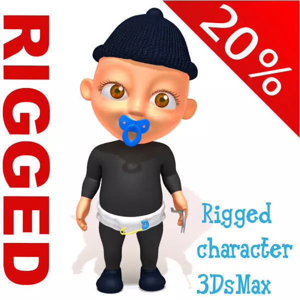 Thief baby Cartoon Rigged 3D model