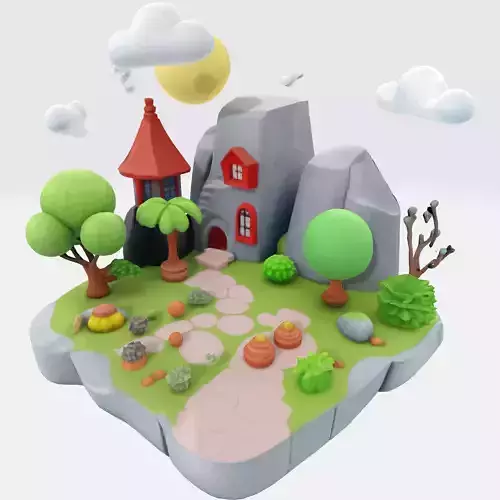 Enchanted Low Poly Fantasy Island