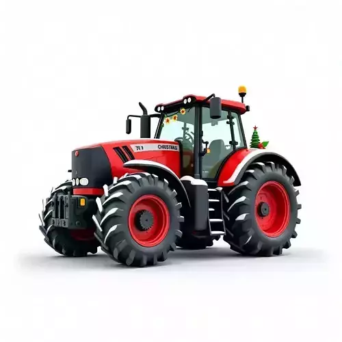 Modern Christmas Tractor 3D Model Festive Farm Vehicle
