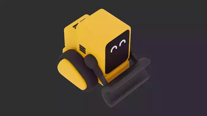 Cute Low Poly Bulldozer Character
